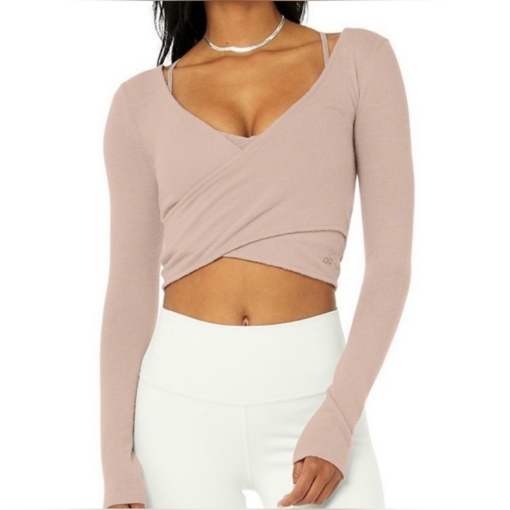 ALO Yoga Mauve Long Sleeve Crop Top